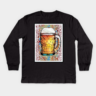 Renaissance Beer Drinker Gothic cathedral Batik style hippie pint glass microbrew Kids Long Sleeve T-Shirt